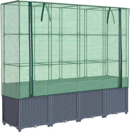 vidaXL - Plantenbak - verhoogd - met - kashoes - 160x40x153 - cm - rattanlook