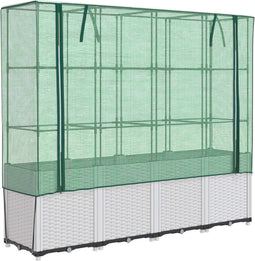 vidaXL - Plantenbak - verhoogd - met - kashoes - 160x40x153 - cm - rattanlook
