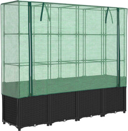 vidaXL - Plantenbak - verhoogd - met - kashoes - 160x40x153 - cm - rattanlook