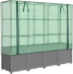 vidaXL - Plantenbak - verhoogd - met - kashoes - 160x40x153 - cm - rattanlook