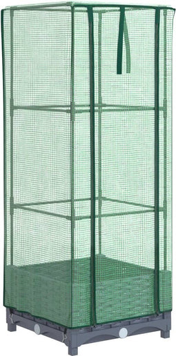 vidaXL - Plantenbak - verhoogd - met - kashoes - 40x40x123 - cm - rattanlook