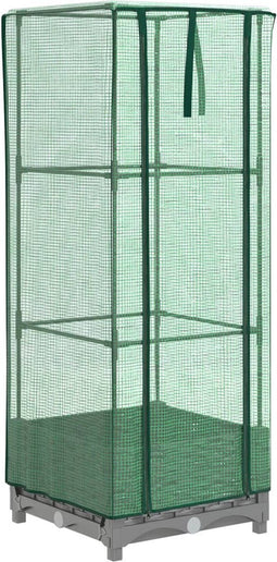 vidaXL - Plantenbak - verhoogd - met - kashoes - 40x40x123 - cm - rattanlook