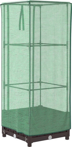 vidaXL - Plantenbak - verhoogd - met - kashoes - 40x40x123 - cm - rattanlook