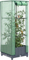 vidaXL - Plantenbak - verhoogd - met - kashoes - 40x40x123 - cm - rattanlook