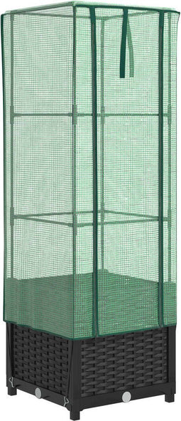 vidaXL - Plantenbak - verhoogd - met - kashoes - 40x40x139 - cm - rattanlook