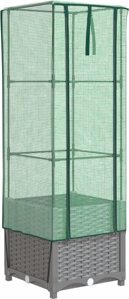 vidaXL - Plantenbak - verhoogd - met - kashoes - 40x40x139 - cm - rattanlook