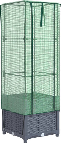 vidaXL - Plantenbak - verhoogd - met - kashoes - 40x40x139 - cm - rattanlook