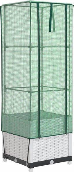 vidaXL - Plantenbak - verhoogd - met - kashoes - 40x40x139 - cm - rattanlook