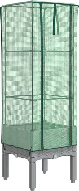 vidaXL - Plantenbak - verhoogd - met - kashoes - 40x40x140 - cm - rattanlook