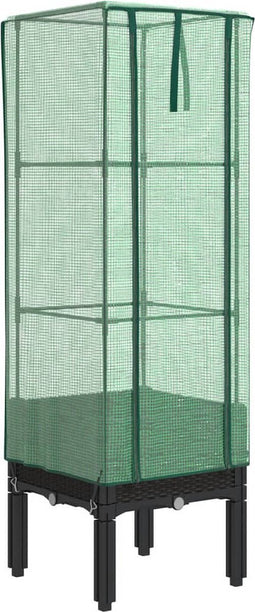 vidaXL - Plantenbak - verhoogd - met - kashoes - 40x40x140 - cm - rattanlook