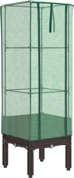 vidaXL - Plantenbak - verhoogd - met - kashoes - 40x40x140 - cm - rattanlook