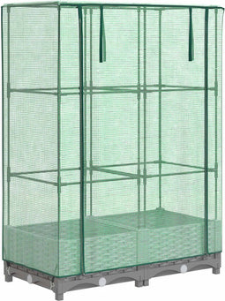 vidaXL - Plantenbak - verhoogd - met - kashoes - 80x40x123 - cm - rattanlook