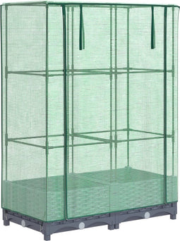 vidaXL - Plantenbak - verhoogd - met - kashoes - 80x40x123 - cm - rattanlook