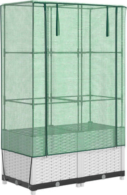 vidaXL - Plantenbak - verhoogd - met - kashoes - 80x40x138 - cm - rattanlook