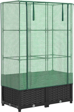 vidaXL - Plantenbak - verhoogd - met - kashoes - 80x40x138 - cm - rattanlook