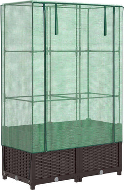vidaXL - Plantenbak - verhoogd - met - kashoes - 80x40x138 - cm - rattanlook