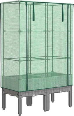 vidaXL - Plantenbak - verhoogd - met - kashoes - 80x40x140 - cm - rattanlook
