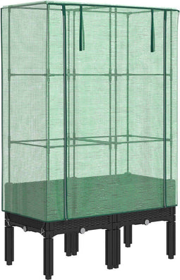 vidaXL - Plantenbak - verhoogd - met - kashoes - 80x40x140 - cm - rattanlook