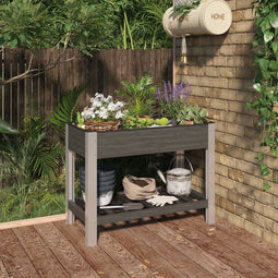 vidaXL - Plantenbak - verhoogd - met - schap - 100x50x75 - cm - HKC