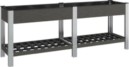 vidaXL - Plantenbak - verhoogd - met - schap - 200x50x75 - cm - HKC - grijs