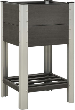 vidaXL - Plantenbak - verhoogd - met - schap - 50x50x90 - cm - HKC - grijs