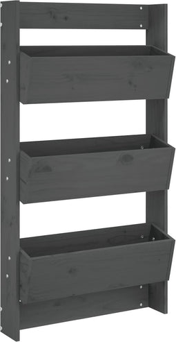 vidaXL - Plantenbak - wandmontage - 3-laags - 60x18,5x110 - cm - grenenhout - grijs