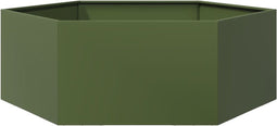vidaXL - Plantenbak - zeshoek - 138x120x45 - cm - staal - olijfgroen