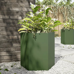 vidaXL - Plantenbak - zeshoek - 46x40x45 - cm - staal - olijfgroen