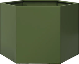 vidaXL - Plantenbak - zeshoek - 69x60x45 - cm - staal - olijfgroen