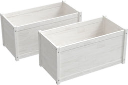 vidaXL - Plantenbakken - 2 - st - 100x50x50 - cm - massief - grenenhout - wit
