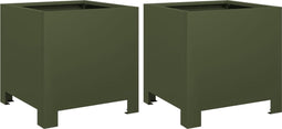 vidaXL - Plantenbakken - 2 - st - 30x30x30 - cm - staal - olijfgroen