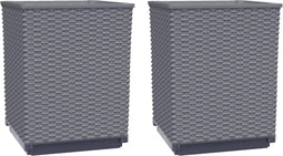 vidaXL - Plantenbakken - 2 - st - 30x30x37 - cm - polypropeen - donkergrijs