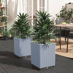vidaXL - Plantenbakken - 2 - st - 30x30x37 - cm - polypropeen - lichtgrijs