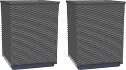 vidaXL - Plantenbakken - 2 - st - 30x30x37 - cm - polypropeen - zwart