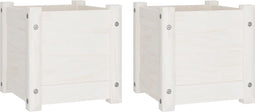 vidaXL - Plantenbakken - 2 - st - 31x31x31 - cm - massief - grenenhout - wit