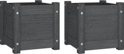 vidaXL - Plantenbakken - 2 - st - 31x31x31 - cm - massief - grenenhout - grijs