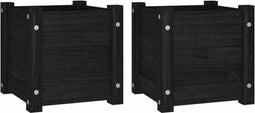 vidaXL - Plantenbakken - 2 - st - 31x31x31 - cm - massief - grenenhout - zwart