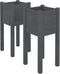 vidaXL - Plantenbakken - 2 - st - 31x31x70 - cm - massief - grenenhout - grijs