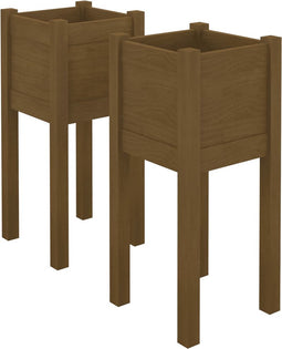 vidaXL - Plantenbakken - 2 - st - 31x31x70 - cm - massief - grenenhout - honingbruin