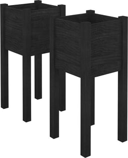 vidaXL - Plantenbakken - 2 - st - 31x31x70 - cm - massief - grenenhout - zwart