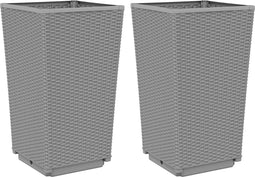 vidaXL - Plantenbakken - 2 - st - 32,5x32,5x57 - cm - polypropeen - lichtgrijs