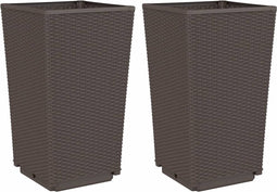 vidaXL - Plantenbakken - 2 - st - 32,5x32,5x57 - cm - polypropeen - bruin