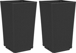 vidaXL - Plantenbakken - 2 - st - 32,5x32,5x57 - cm - polypropeen - zwart