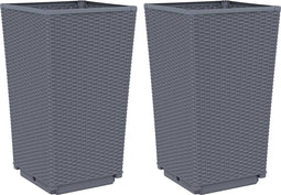 vidaXL - Plantenbakken - 2 - st - 32,5x32,5x57 - cm - polypropeen - grijs