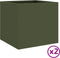 vidaXL - Plantenbakken - 2 - st - 32x30x29 - cm - staal - olijfgroen