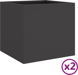 vidaXL - Plantenbakken - 2 - st - 32x30x29 - cm - staal - zwart