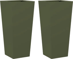 vidaXL - Plantenbakken - 2 - st - 35x35x75 - cm - staal - olijfgroen