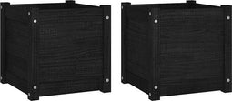 vidaXL - Plantenbakken - 2 - st - 40x40x40 - cm - massief - grenenhout - zwart