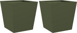 vidaXL - Plantenbakken - 2 - st - 40x40x40 - cm - staal - olijfgroen
