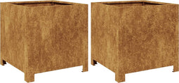 vidaXL - Plantenbakken - 2 - st - 40x40x40 - cm - weervast - staal